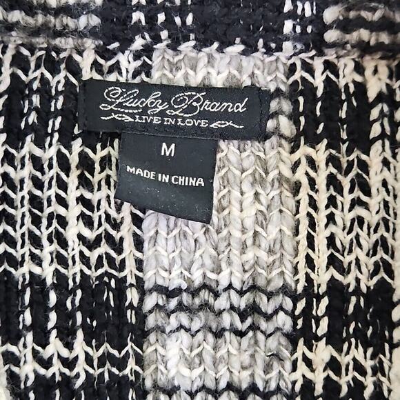 Lucky Brand Black Plaid Moto Knit Sweater Women's Size Medium Jacket Harper Y2K - Picture 6 of 16